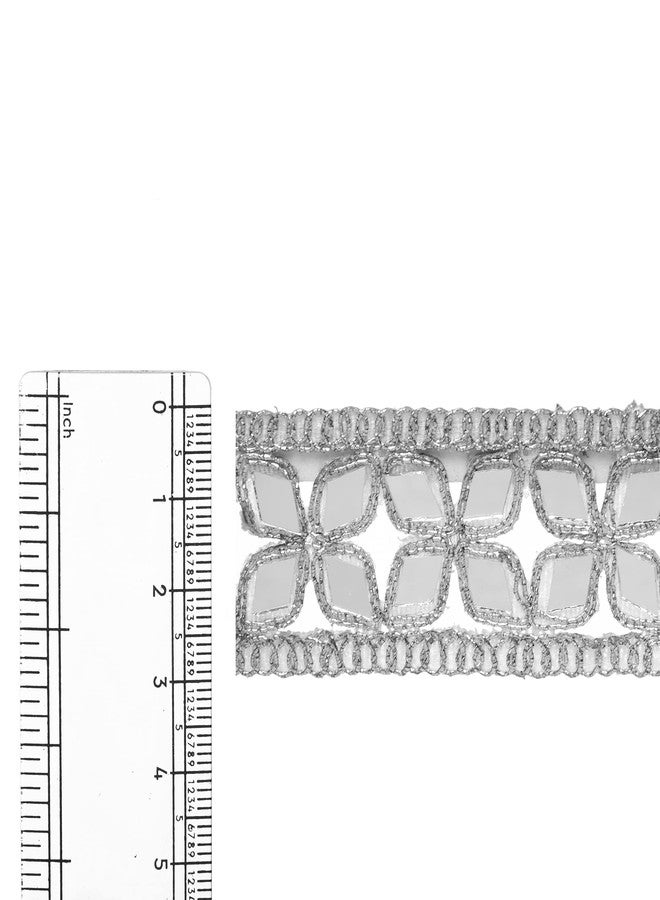 CORIOX Shiny Mirror Coding Lace 9 Meter Border for Dresses, Sarees, Suits, Blouses, Dupattas, Bags, Art and Craft. (Silver) - Image 3